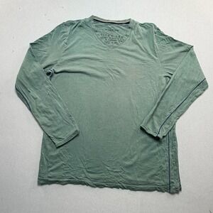 Jeremiah V-Neck Shirt Mens Large Green Excellent Long Sleeve Slub Cotton